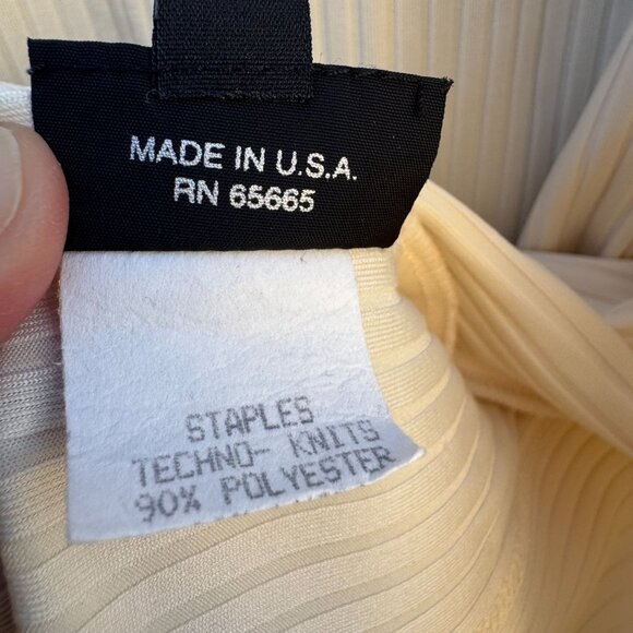 Staples Vintage Womens Ribbed Polyester Blend Long Sleeve Open Front Cream Cardi - Picture 9 of 9